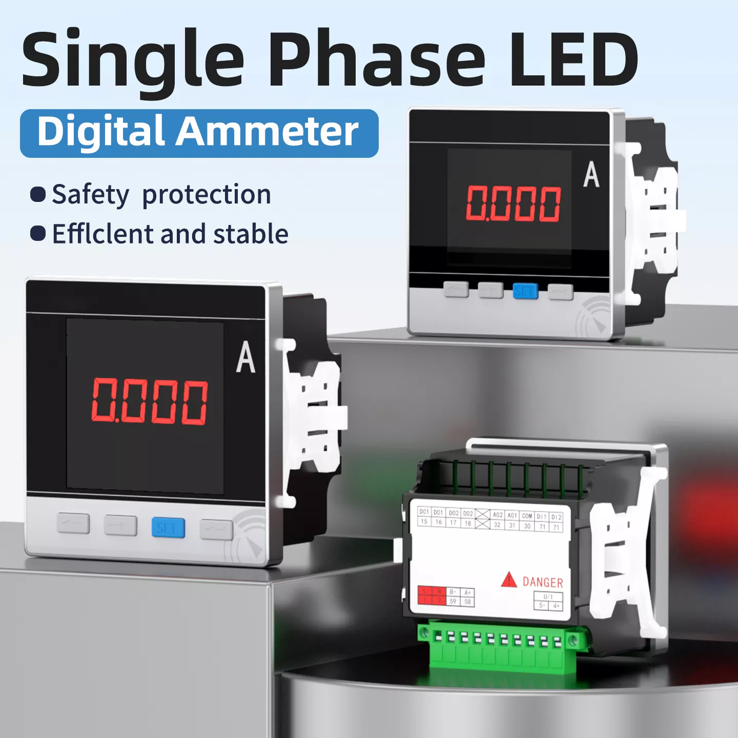 Yksivaiheinen LED-digitaalinen ampeerimittari