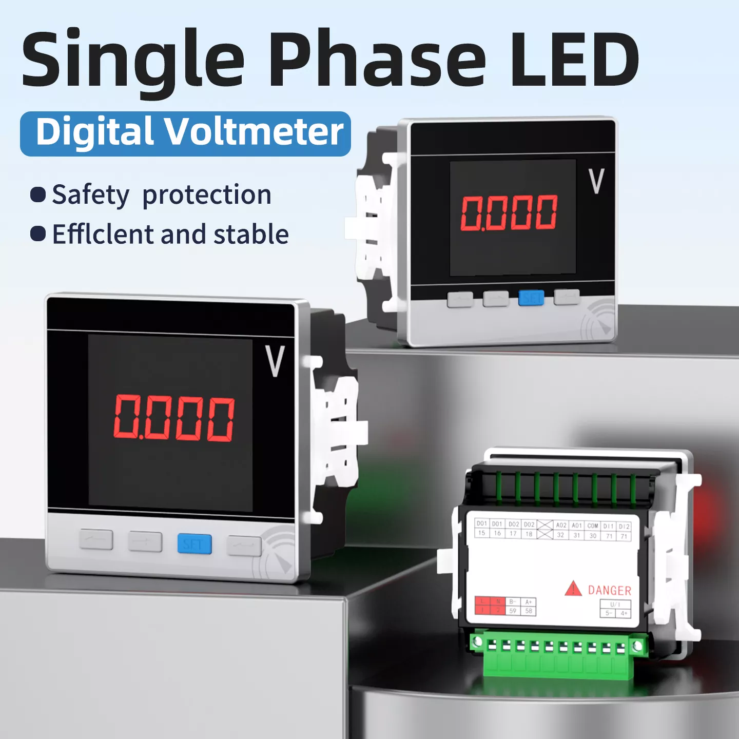 Yksivaiheinen LED-digitaalinen volttimittari