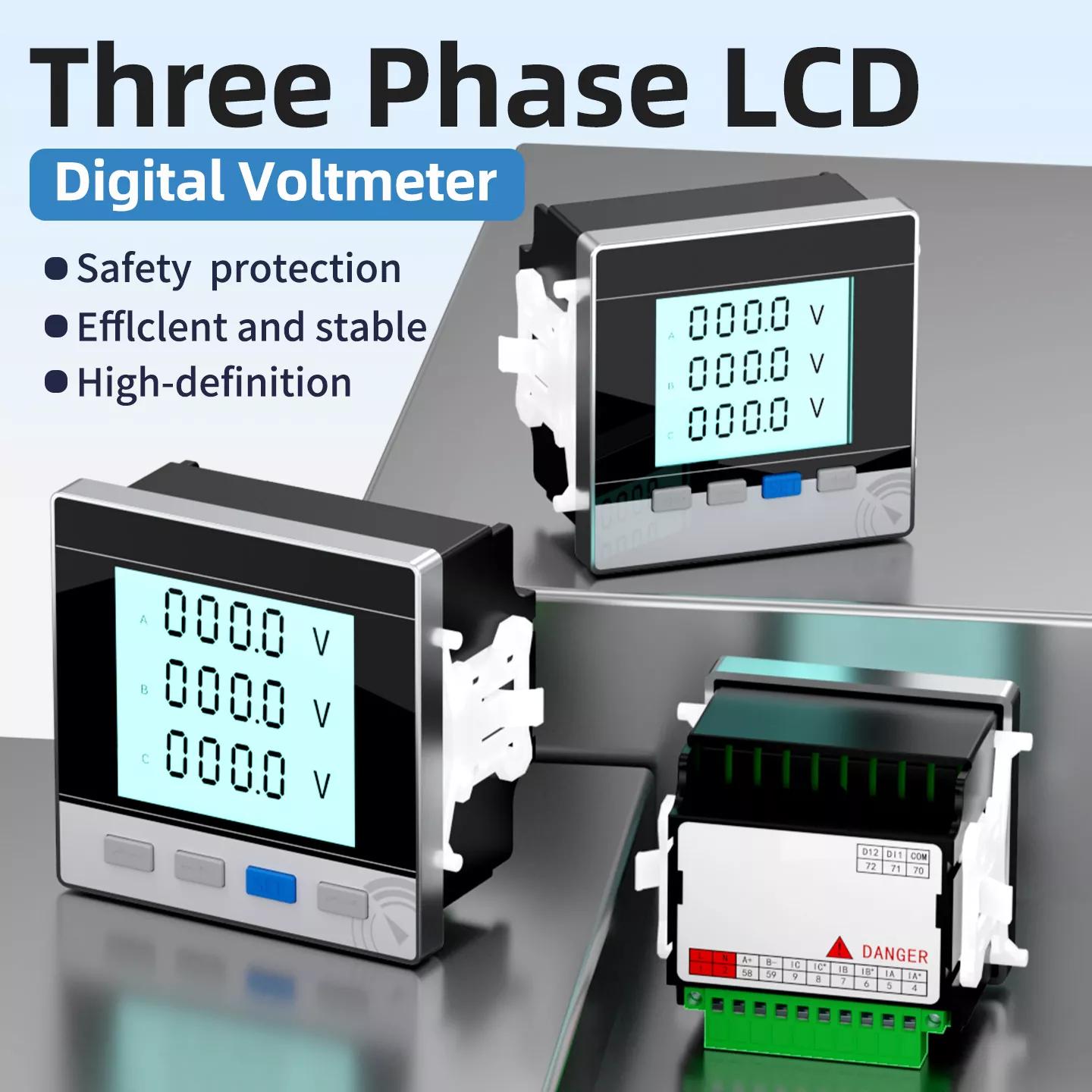 Kolmivaiheinen LCD-digitaalinen volttimittari